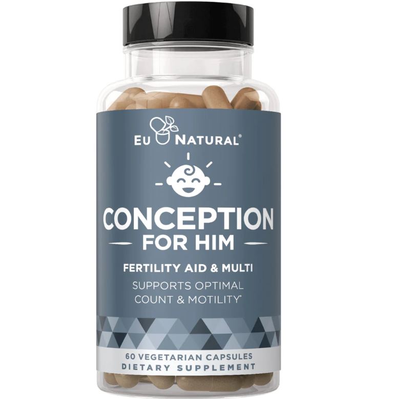 Conception For Him - Vitaminas de fertilidad, – zinc, folato, píldoras Ashwagandha – 60 cápsulas