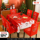 SET NAVIDEÑO DE COMEDOR – 6 FUNDAS PARA SILLAS + MANTEL