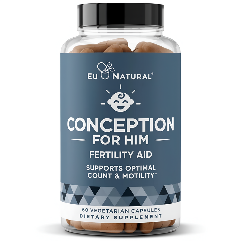 Conception For Him - Vitaminas de fertilidad, – zinc, folato, píldoras Ashwagandha – 60 cápsulas