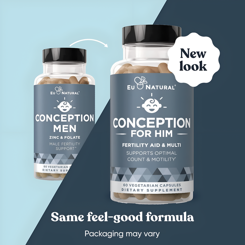 Conception For Him - Vitaminas de fertilidad, – zinc, folato, píldoras Ashwagandha – 60 cápsulas